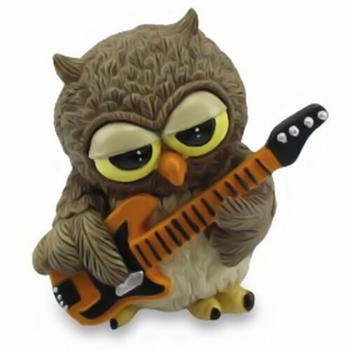 Gufo chitarrista 11 cm portafortuna Les Alpes