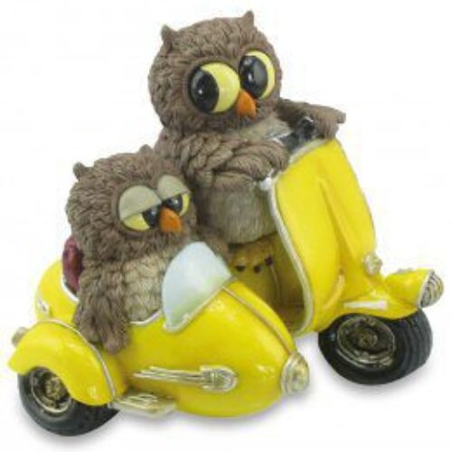 Gufo su Vespa con Sidecar 10.5 cm portafortuna Les Alpes