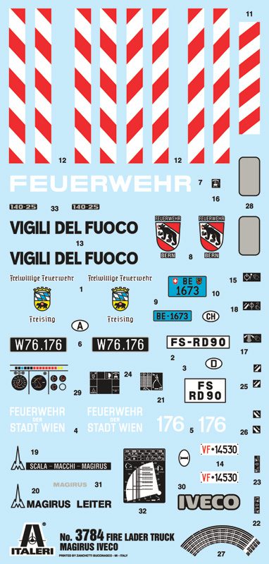 IVECO MAGIRUS DLK 26-12 Fire Ladder Truck - ITALERI 3784 - scala 1 : 24 - immagine 3