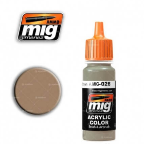 Ammo Mig 026 RAL8031 F9 GERMAN SAND BROWN 17ml. Colore acrilico Modellismo