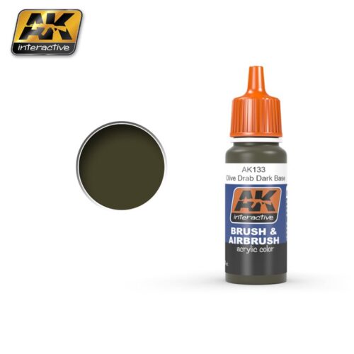 AK INTERACTIVE AK-133 Olive Drab Dark Base 17ml colore acrilico modellismo