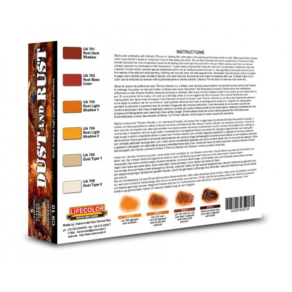 Colori Acrilici Lifecolor per Ruggine e Polvere CS10 - immagine 2