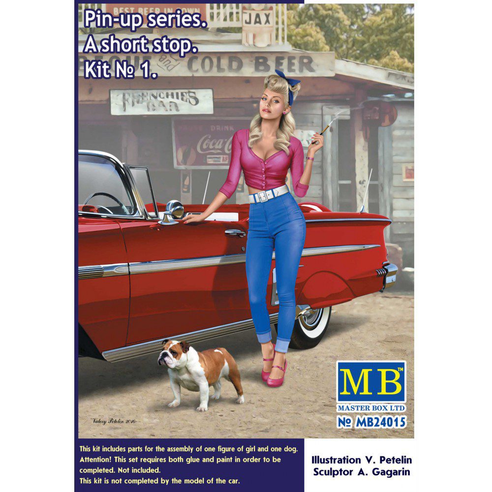 Serie Pin Up A short stop Kit ragazza con cane Scala 1:24