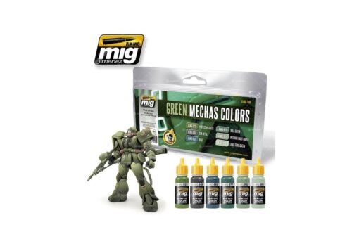 AMMO MIG: 7149 ACRYLIC SET - GREEN MECHAS COLORS (6X17ML) - immagine 2