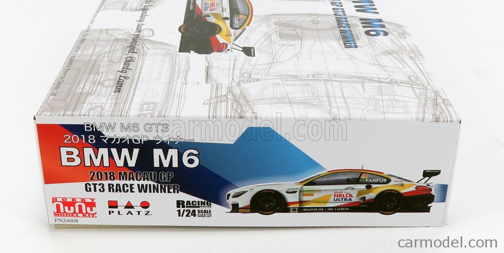Bmw 6-Series M6 Gt3 Special Edition #3 Winner Macau Gp 2018 A.Farfus Kit NUNU scala 1:24 PN24008 - immagine 2