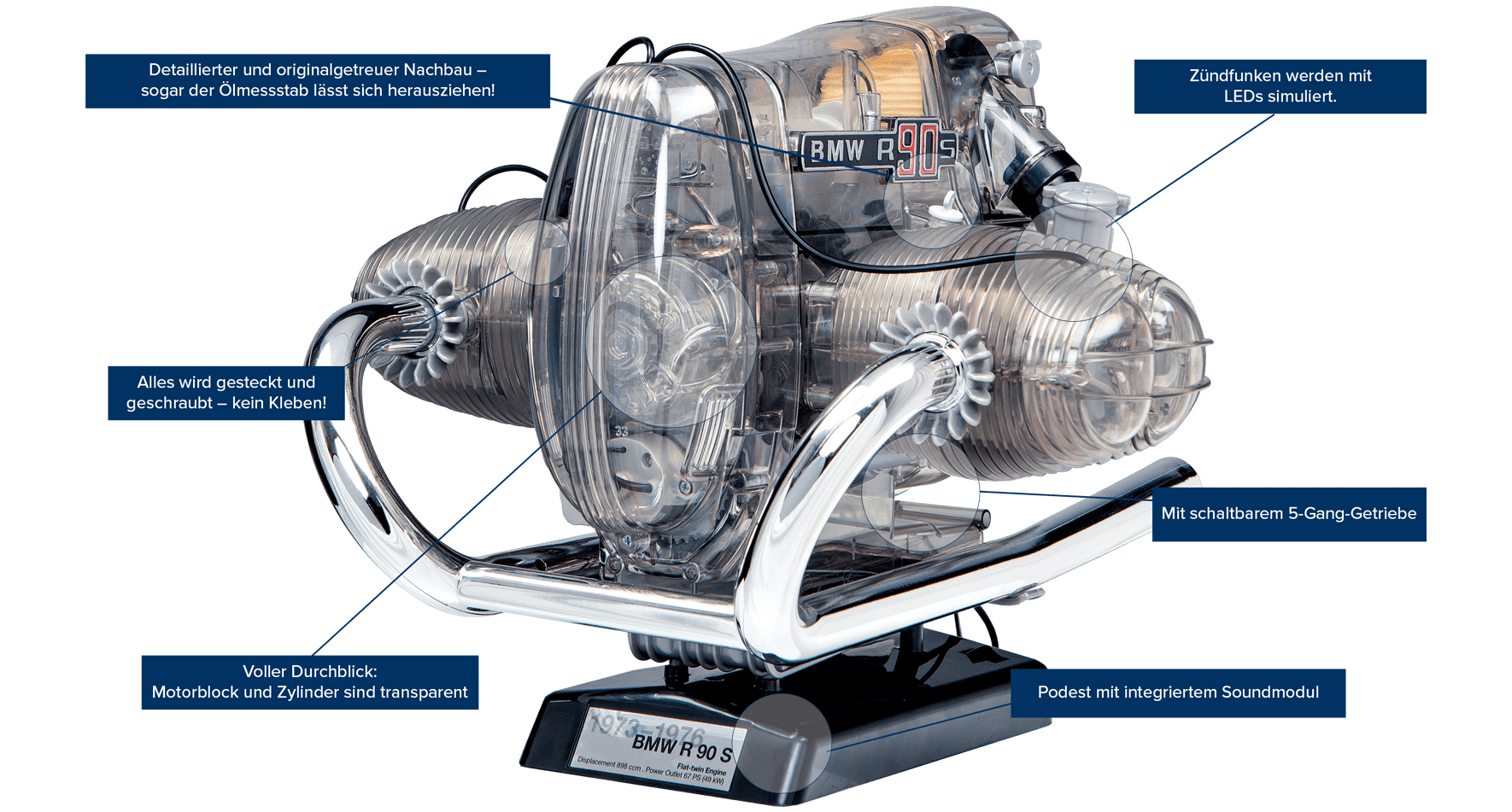 BMW R 90 S-Boxermotor scala 1:2 FRANZIS 67009 - immagine 6
