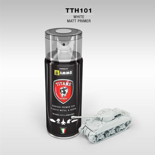PRIMER Bianco Opaco – 400ml Spray per plastica, metallo e resina TITANS HOBBY TTH101