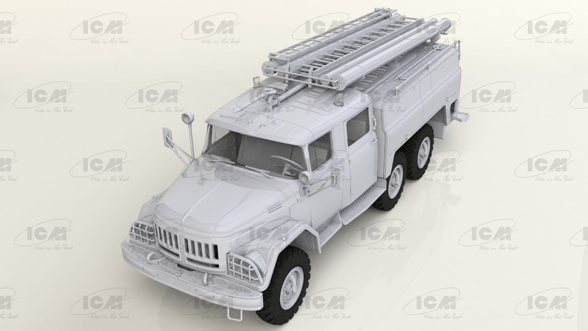 CHERNOBYL#2. FIRE FIGHTERS (AC-40-137A FIRETRUCK & 4 FIGURES & DIORAMA BASE WITH BACKGROUND) Scala 1:35 ICM 35902 - immagine 2