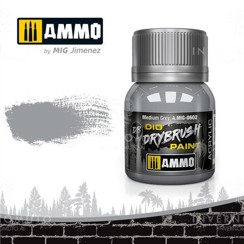 602 MEDIUM GREY Ammo Mig Drybrush Paint 40ml
