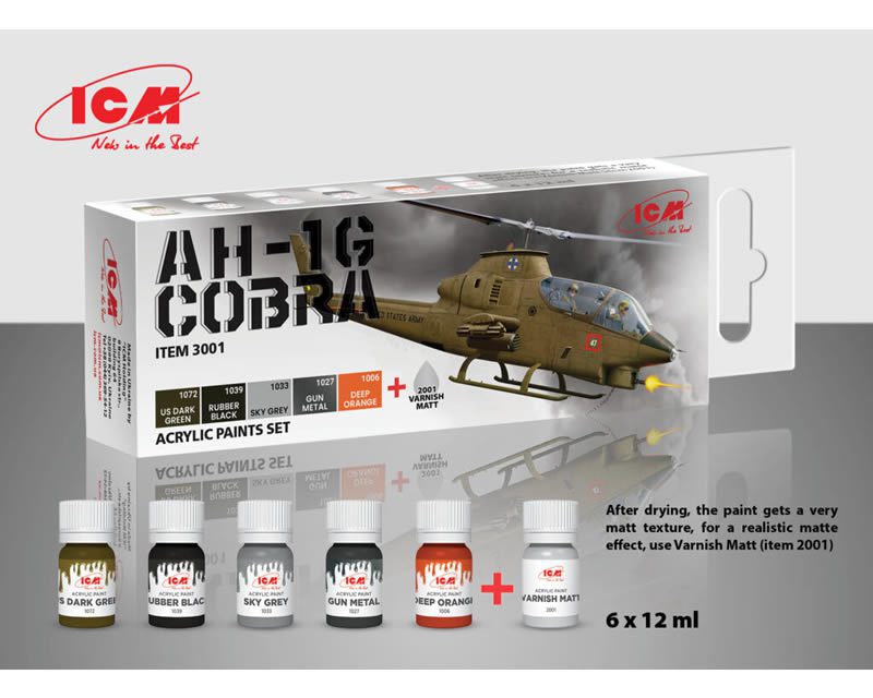 Paint set for AH-1G Cobra US Attack Helicopter ICM 3001