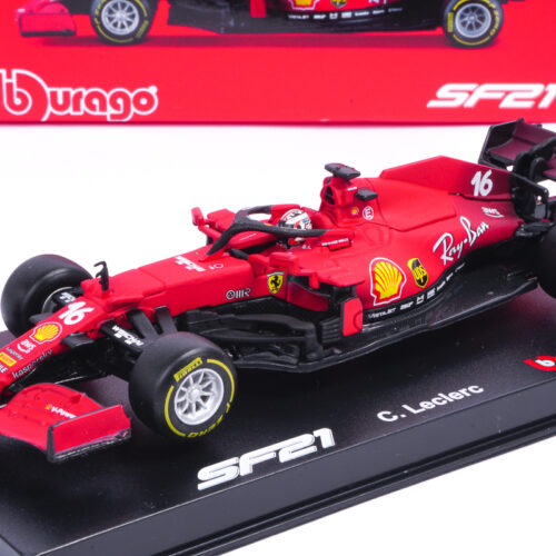 FERRARI F1 SF21, Con Casco e Vetrina, 2021 N 55 Charles Leclerc- Scala 1:43 Bburago 36828LE