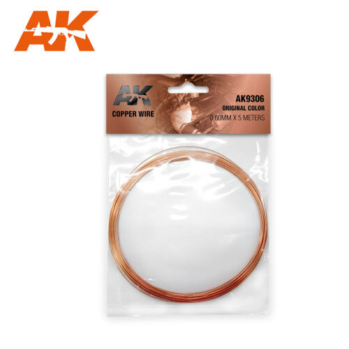 COPPER WIRE 0.60MM Ø X 5 METERS. ORIGINAL COLOR AK INTERACTIVE AK9306
