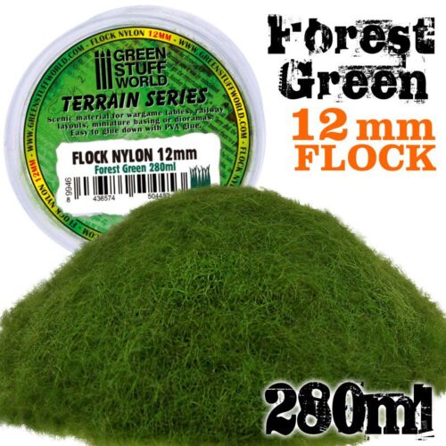 9946 STATIC GRASS FLOCK 12MM – FOREST GREEN – 280 ML GREEN STUFF WORLD