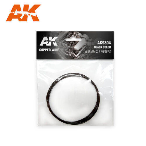 COPPER WIRE 0.45MM Ø X 5 METERS. BLACK COLOR AK INTERACTIVE AK9304