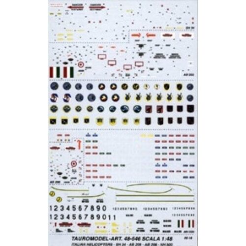 Decalcomanie Elicotteri italiani insegne e stencils – Tauro Model scala 1:48 14 x 23 cm TU48546