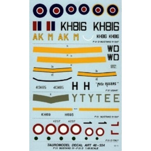 Decalcomanie P51 Italia USAAF e RAF – Tauro Model scala 1:48 14 x 23 cm TU48554