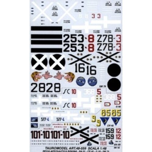 Decalcomanie Regia aeronautica insegne e codici di reparto – Tauro Model scala 1-48 TU48559