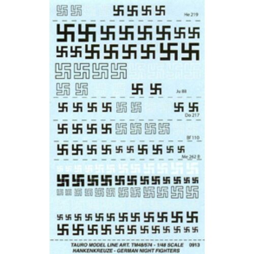 Decalcomanie Svastiche per caccia notturni – Tauro Model scala 1:48  TU48574G
