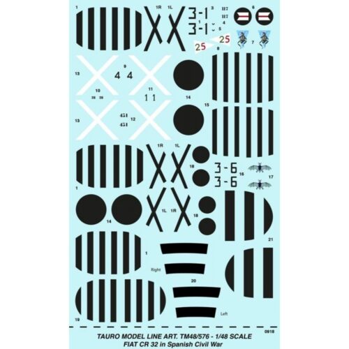 Decalcomanie Fiat CR 32 guerra civile Spagnola – Tauro Model scala 1:48 14 x 23 cm TU48576