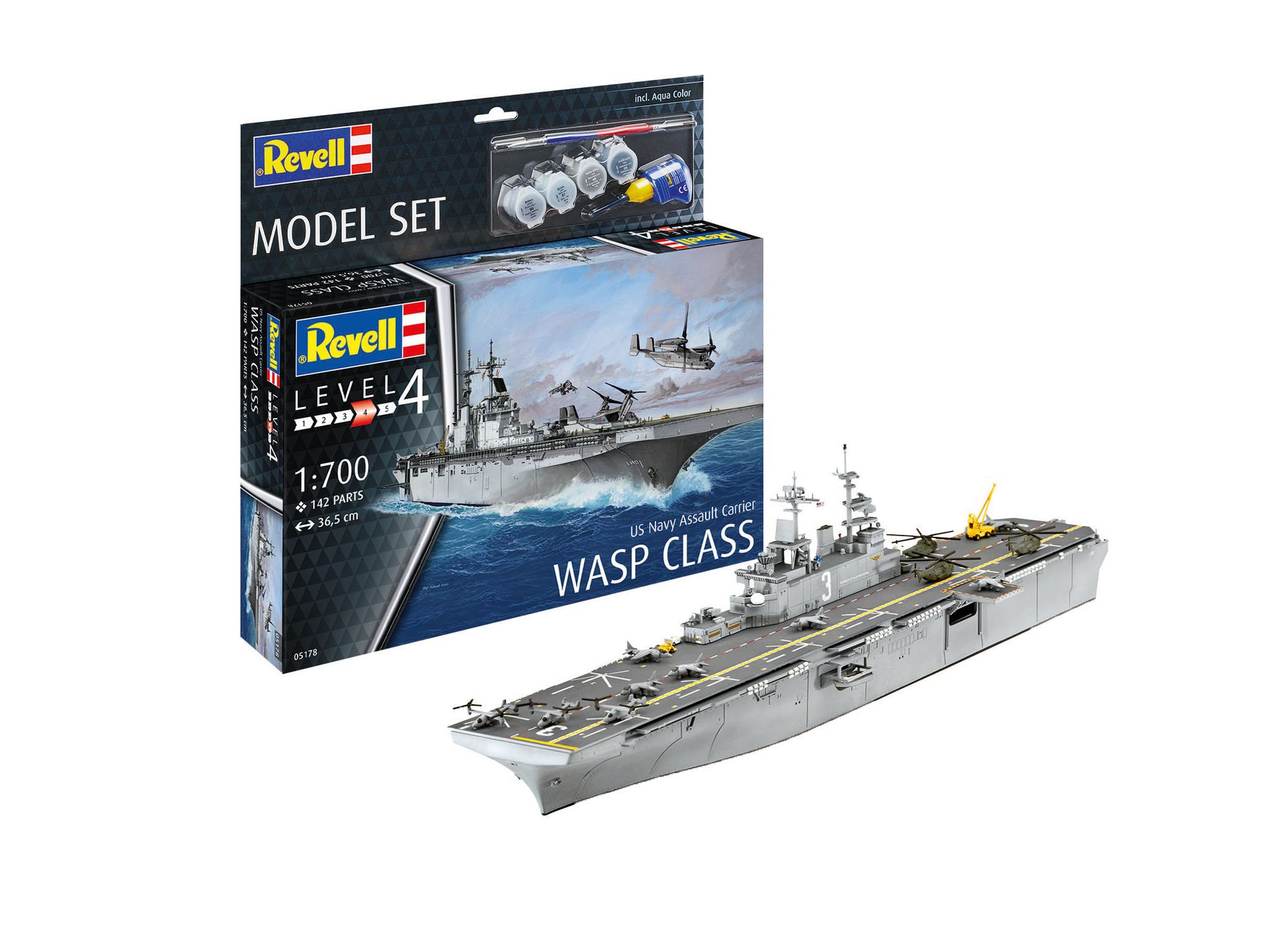65178 - Set Modello Portaerei d'assalto USS WASP CLASS scala 1:700 REVELL