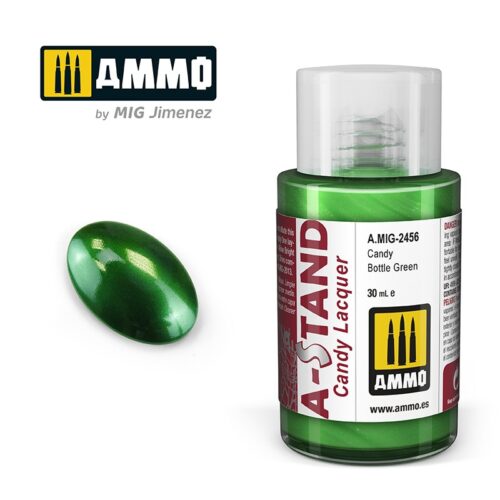 AMIG2456 A-STAND Candy Bottle Green  – 30ml colore a smalto per aerografo AMMO MIG