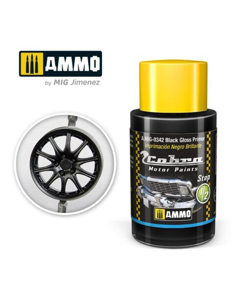 AMIG0342 Black Gloss Primer - Cobra Motor paint Ammo of Mig 30ml atossico