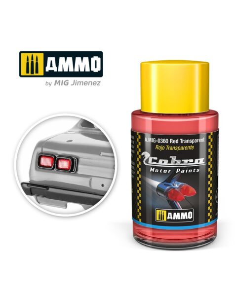 AMIG0360 Red Transparent  - Cobra Motor paint Ammo of Mig 30ml atossico