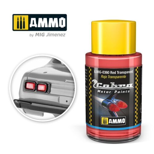 AMIG0360 Red Transparent  – Cobra Motor paint Ammo of Mig 30ml atossico