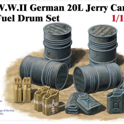 WWII GERMAN 20L JERRY CAN & 200L FUEL DRUM SET Scala 1:16 CLASSY HOBBY MC16002