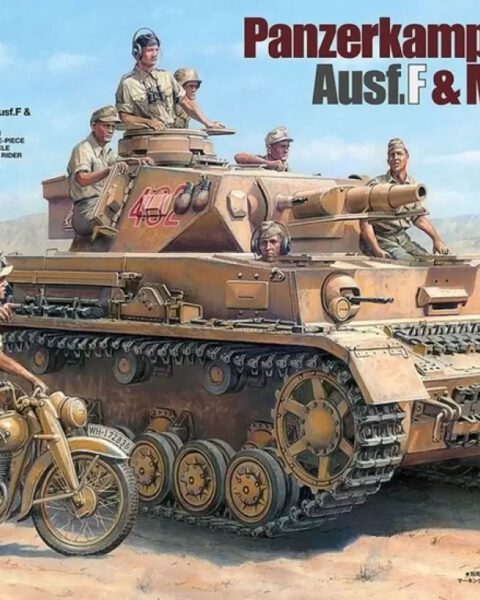 25208 German Tank Panzerkampfwagen IV Ausf.F And Motorcycle 'North Africa' Set scala 1:35 TAMIYA  + COLLA OMAGGIO