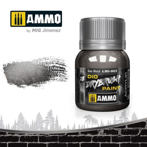 622 GUN METAL Ammo Mig Drybrush Paint 40ml