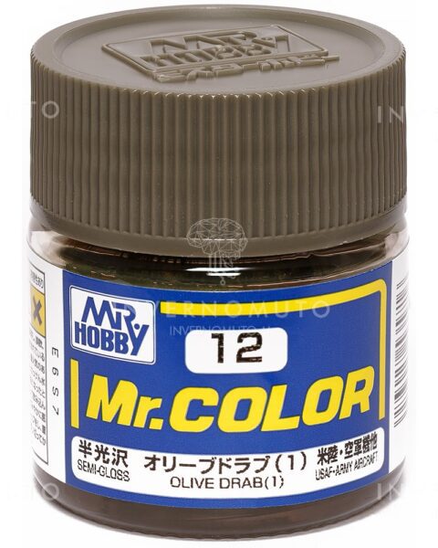 C-012 Gunze Lacquer smalto | OLIVE DRAB GRIGIO OLIVA SEMILUCIDO US IIWW  | 10ml colore modellismo