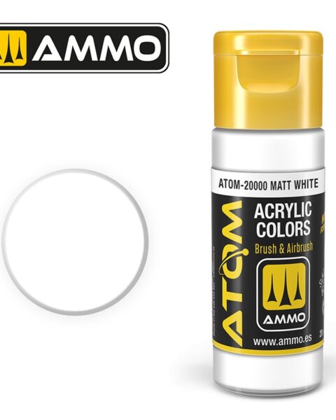 20000 – ATOM Matt White – Bianco Opaco – 20ml. Ammo Mig  Colore acrilico Modellismo