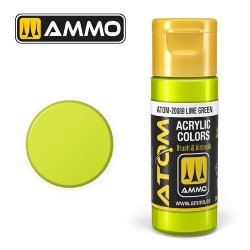 20089 – ATOM Lime Green – 20ml. Ammo Mig  Colore acrilico Modellismo