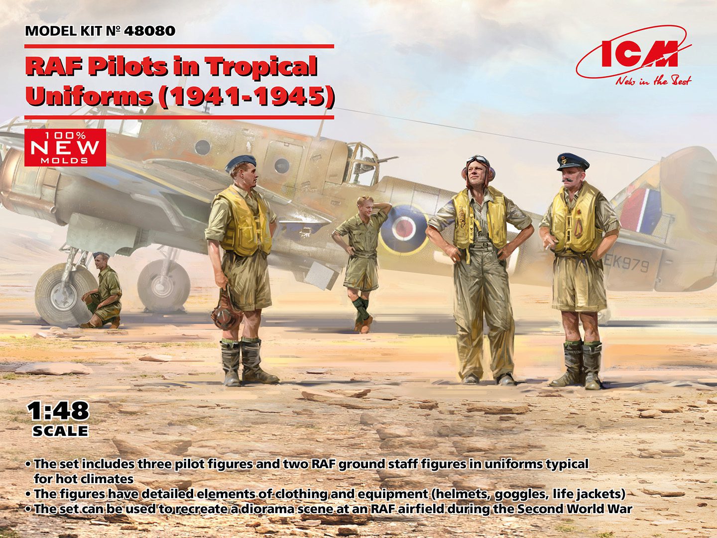 48080 - RAF Pilots in Tropical Uniforms (1941-1945) scala 1:48 ICM