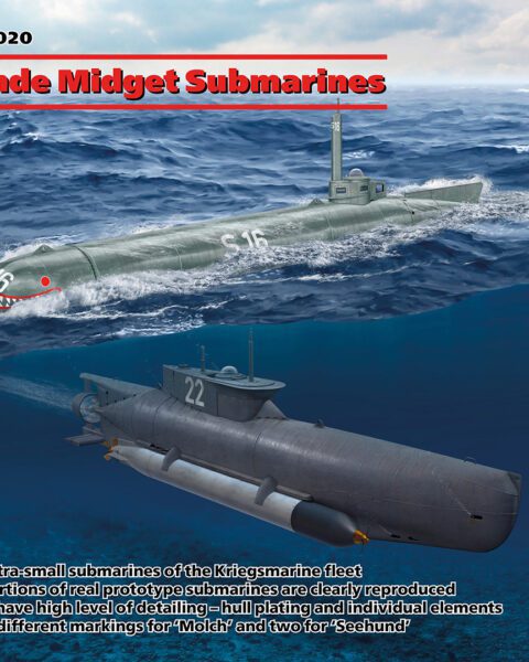 S.020 - K-Verbände Midget Submarines scala 1:72 ICM + COLLA OMAGGIO