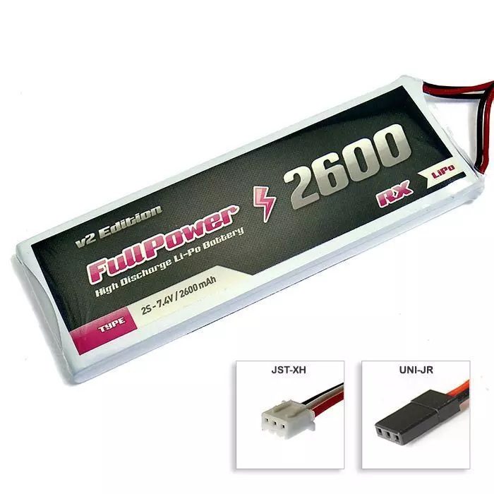 Batteria RX Lipo 2S 2600 mAh 35C V2 - JR - FULLPOWER