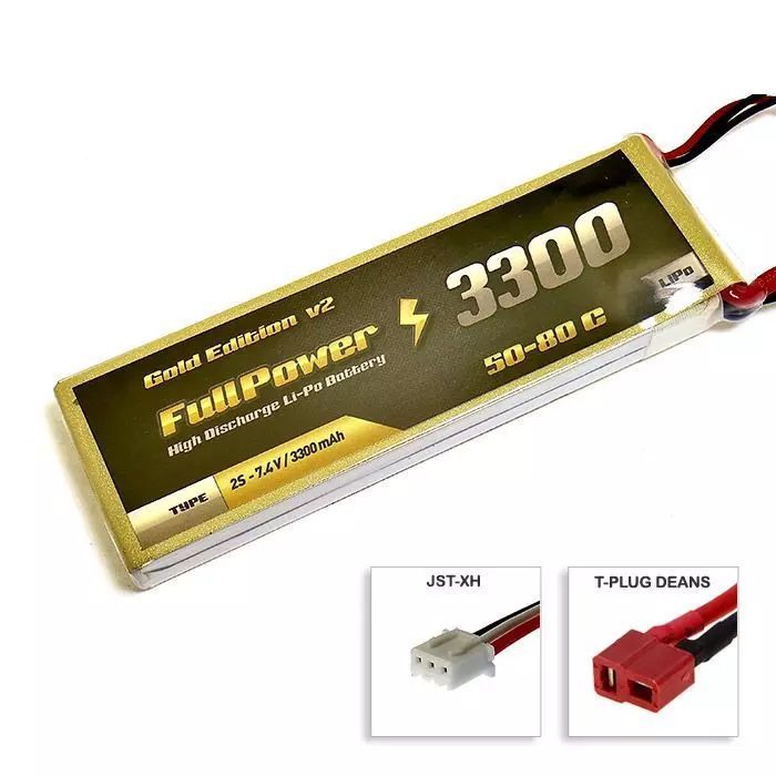 Batteria Lipo 2S 3300 mAh 50C Gold V2 - DEANS - FULLPOWER