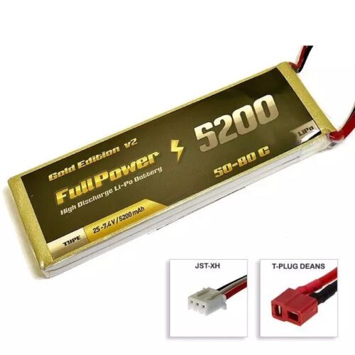 Batteria Lipo 2S 5200 mAh 50C Gold V2 – DEANS – FULLPOWER