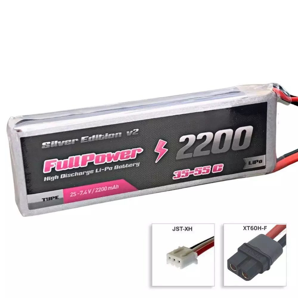 Batteria Lipo 2S 2200 mAh 35C Silver V2 - XT60 - FULLPOWER