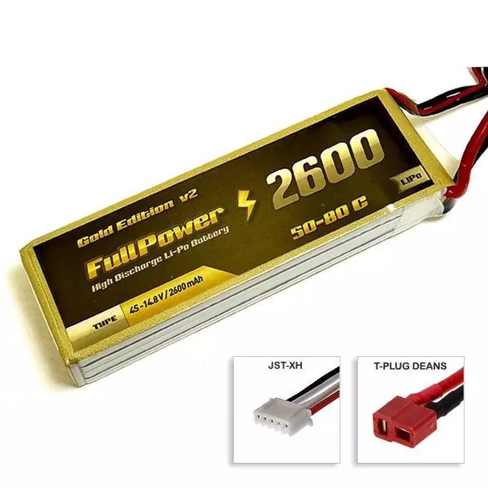 Batteria Lipo 4S 2600 mAh 50C Gold V2 - DEANS - FULLPOWER
