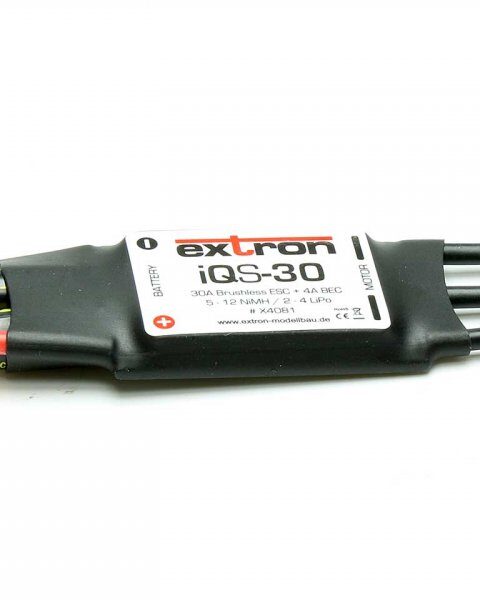 Extron iQs-30 (nuovo con selezione avanti indietro) Regolatore elettronico per motori Brushless ESC 30A 2-4 Lipo BEC (art. X4081)