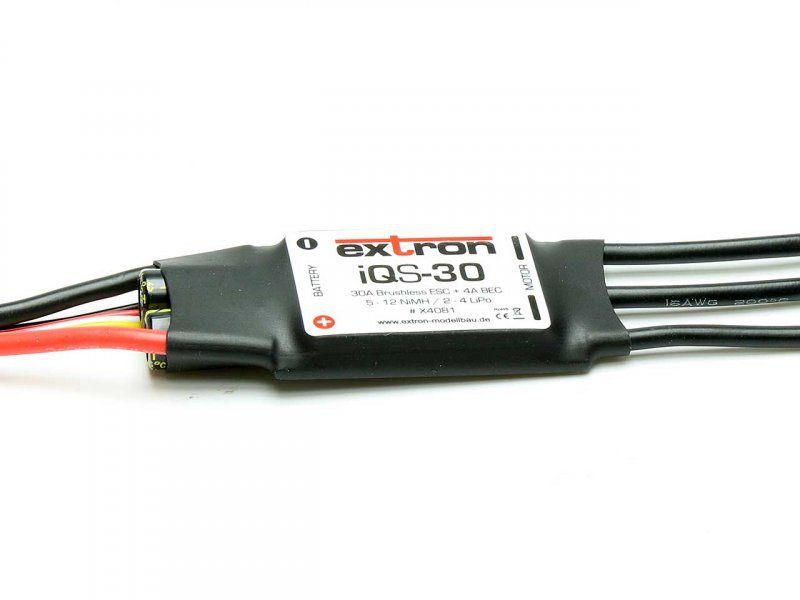 Extron iQs-30 (nuovo con selezione avanti indietro) Regolatore elettronico per motori Brushless ESC 30A 2-4 Lipo BEC (art. X4081)