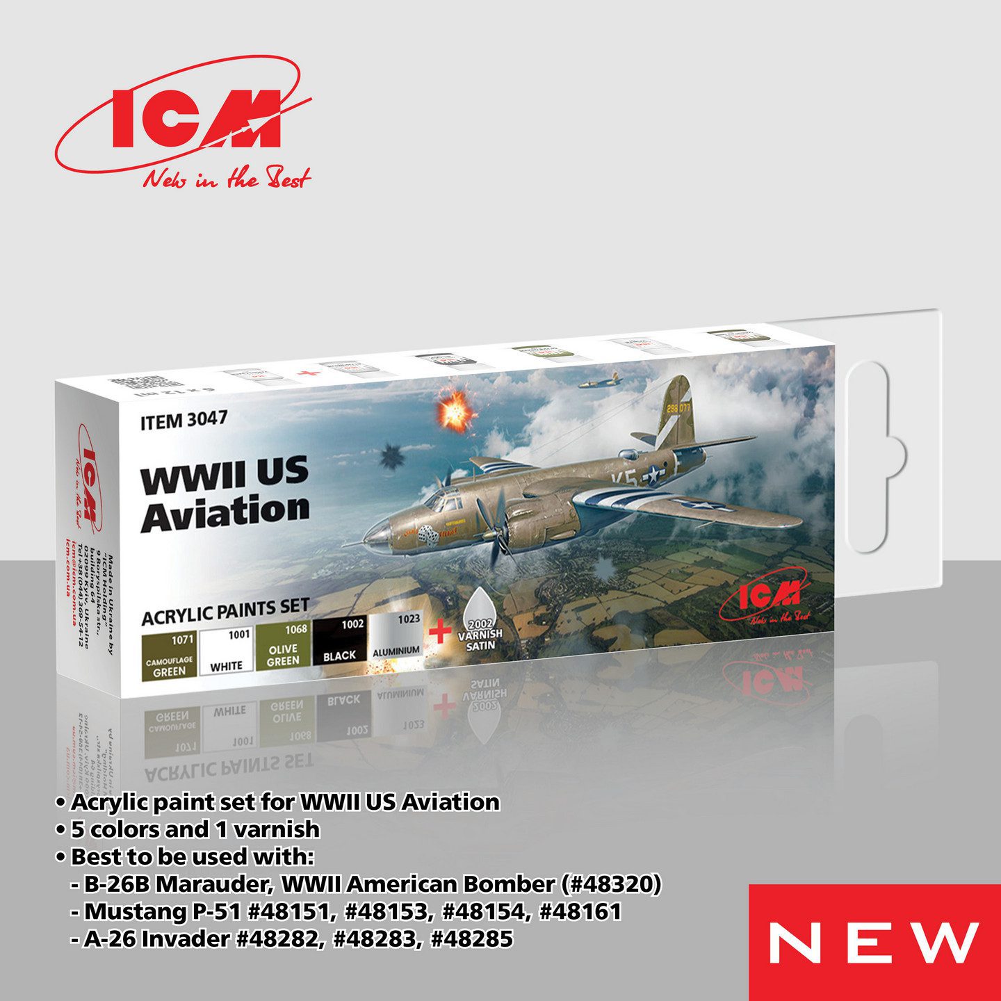 ICM 3047 - Acrylic paints set for WWII US Aviation