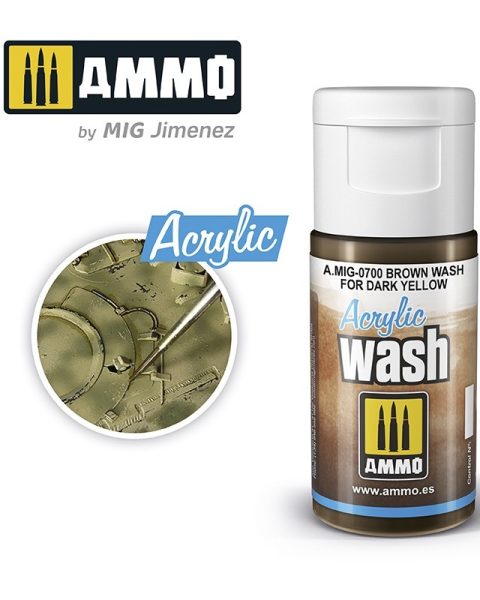 0700 AMMO MIG ACRYLIC WASH Brown Wash for Dark Yellow (15ml)