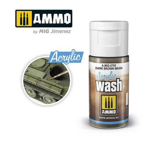 0705 AMMO MIG ACRYLIC WASH Dark Brown Wash (15ml)