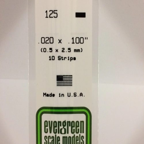 STRISCIA IN POLISTIRENE BIANCO OPACO 0.5mm X 2.5mm X 35cm EVERGREENSCALEMODELS – EGSM125