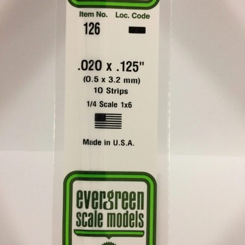 STRISCIA IN POLISTIRENE BIANCO OPACO 0.5mm X 3.2mm X 35cm EVERGREENSCALEMODELS – EGSM126