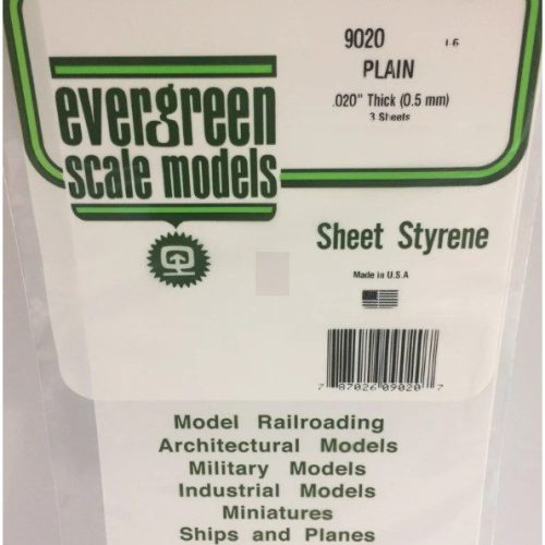 FOGLIO DI POLISTIRENE BIANCO OPACO SEMPLICE DA 0,5mm 152x305mm EVERGREENSCALEMODELS – EGSM9020