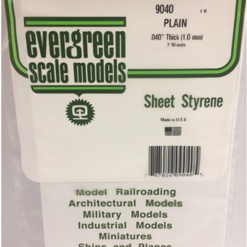 FOGLIO DI POLISTIRENE BIANCO OPACO SEMPLICE DA 1mm 152x305mm EVERGREENSCALEMODELS – EGSM9040
